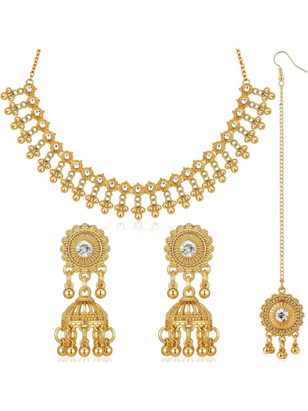 Elegant 3-Piece Indian Kundan Jewelry Set for Women - Traditional Ethnic
